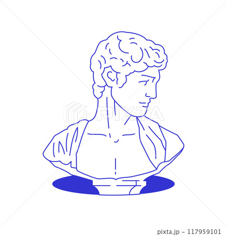 Y2k Greek male sculpture bust in hole surreal comic line icon vector flat illustration Y2k Greek male sculpture bust in hole surreal comic line icon vector flat illustration 117959101
