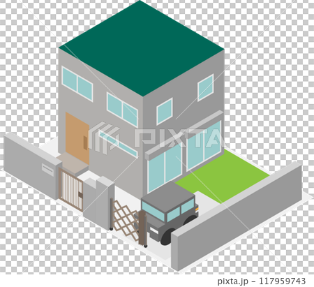附等距伸縮門的房子圖片素材 117959743