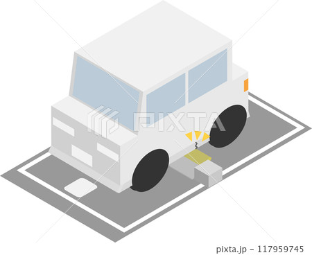 アイソメトリックなフラップ式駐車場でエアロパーツが傷ついたイメージ素材 アイソメトリックなフラップ式駐車場でエアロパーツが傷ついたイメージ素材 117959745