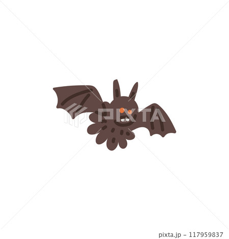 Vector illustration for Halloween featuring a cute bat with red eyes and fangs. 117959837
