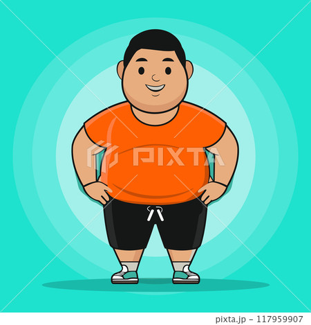 Cartoon Character Cheerful Chubby Man Cartoon Character Cheerful Chubby Man 117959907