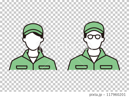 作業服を着ている畜産業者の男女 117960201