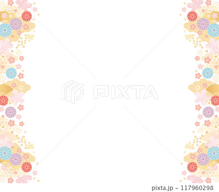 背景素材-花と桜と扇2024-10ベク 117960298