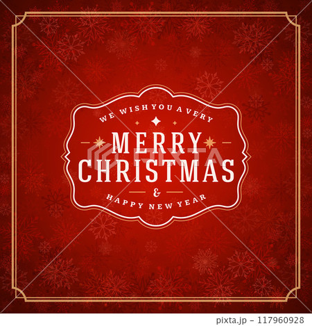 Christmas greeting card lights and snowflakes vector background 117960928