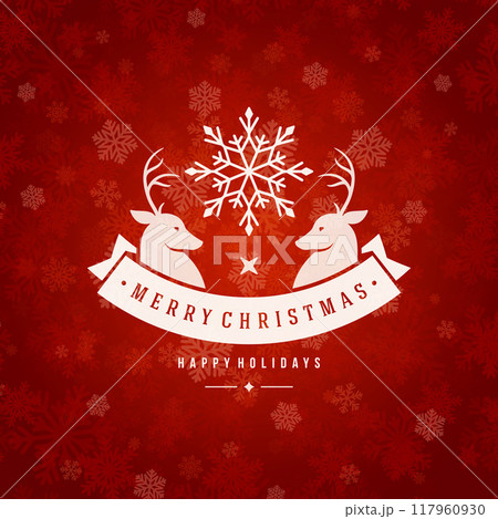 Christmas greeting card lights and snowflakes vector background 117960930
