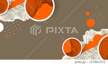 Trendy abstract wireframe mountain background. Modern science or technology art elements. Surface illustration. Vector hand drawn. 117961372