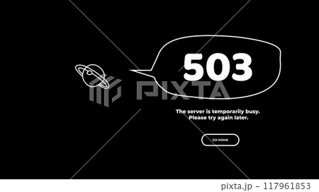 503 Service Temporarily Unavailable error page. Vector layout template 117961853