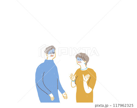 青ざめるシニア男性とシニア女性 117962325