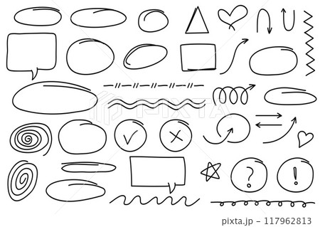 Hand drawn doodle style collection .Hand drawn strokes, line shapes. Hand drawn doodle style collection .Hand drawn strokes, line shapes. 117962813