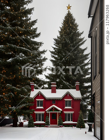 Festive home with sculpture warm lighting. 117963268