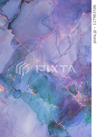 Abstract art featuring blended shades of blue and purple with shimmering accents created through fluid painting techniques Abstract art featuring blended shades of blue and purple with shimmering accents created through fluid painting techniques 117963586
