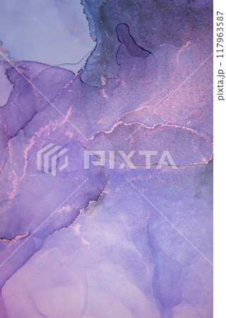 Abstract watercolor artwork featuring soft violet and lavender hues blended seamlessly in layers with delicate gold accents Abstract watercolor artwork featuring soft violet and lavender hues blended seamlessly in layers with delicate gold accents 117963587