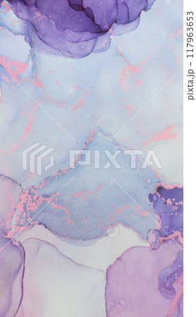 Delicate abstract watercolor art showcasing shades of purple and pink blended beautifully for a soft, dreamlike effect 117963653