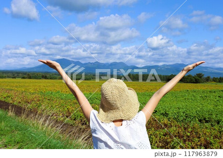 初夏、夏、初秋、北海道、十勝平野、帯広付近、上士幌、大雪山国立公園、女子旅、大雪山 117963879