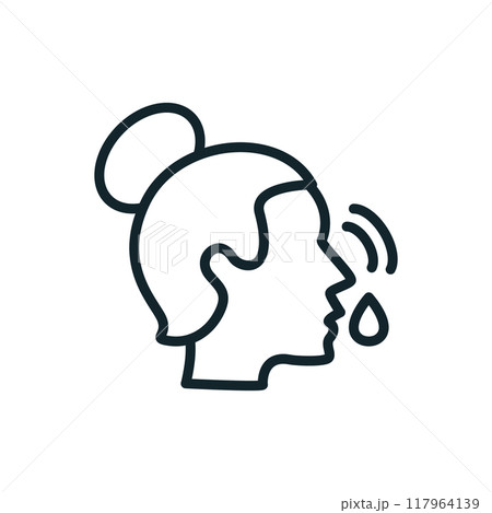 Woman coughing spreading virus outline icon vector 117964139