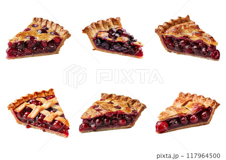 Six Slices of Cherry Pie with Different Crust Designs Six Slices of Cherry Pie with Different Crust Designs 117964500