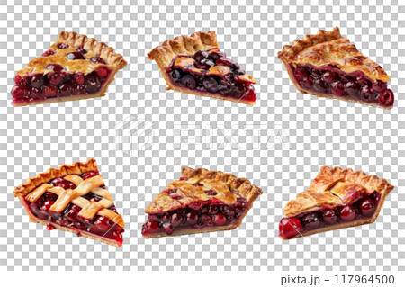 Six Slices of Cherry Pie with Different Crust Designs Six Slices of Cherry Pie with Different Crust Designs 117964500