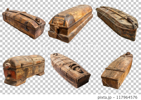 Collection of Ancient Egyptian Wooden Coffins 117964576