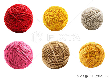 Six Balls of Yarn in Various Colors 117964657
