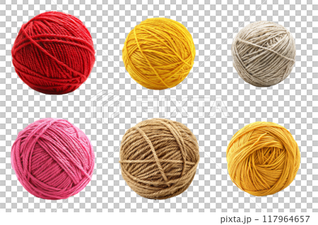 Six Balls of Yarn in Various Colors 117964657