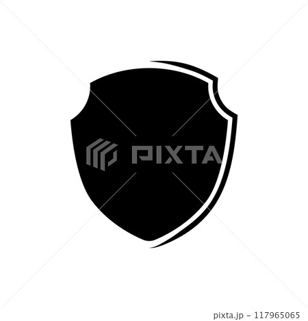 Shield logo template flat illustration, shielding icon in black and white color, security and protector symbol isolated on white background 117965065