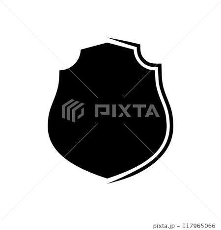 Black silhouette Shield frame Logo. Vector template Sign of Protection, Guard and Security. Insurance or Immunity Empty icon design isolated on white background. Symbol for your web site design, app 117965066