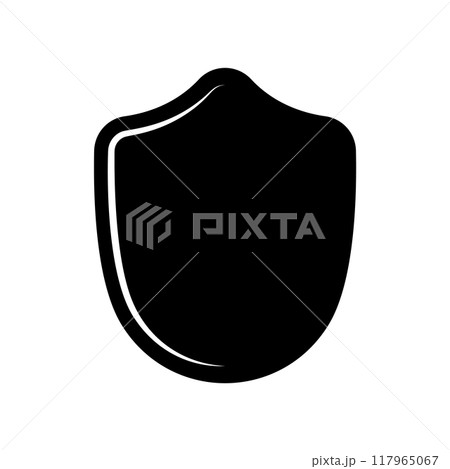 emblem Shield logo template flat illustration, shielding icon in black and white color, security and protector symbol isolated on white background 117965067
