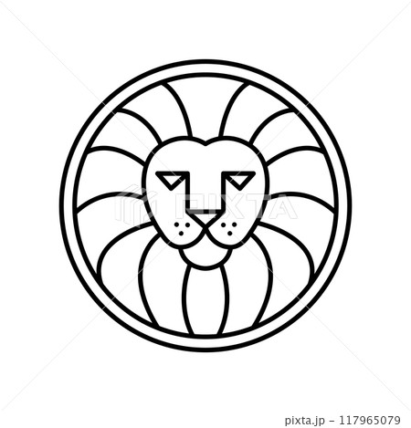 Line outline lion head shield logo design. crest vector icon. Luxury brand element for business project. Concept stability and protect your investments isolated on white background Line outline lion head shield logo design. crest vector icon. Luxury brand element for business project. Concept stability and protect your investments isolated on white background 117965079
