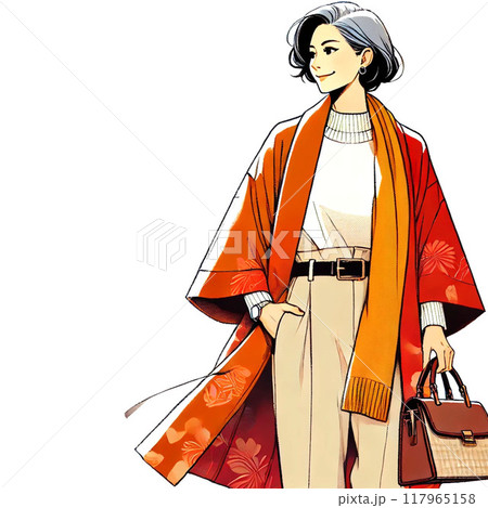 モダンな着物を着た女性 117965158
