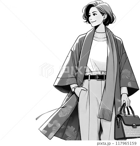 モダンな着物を着た女性 117965159
