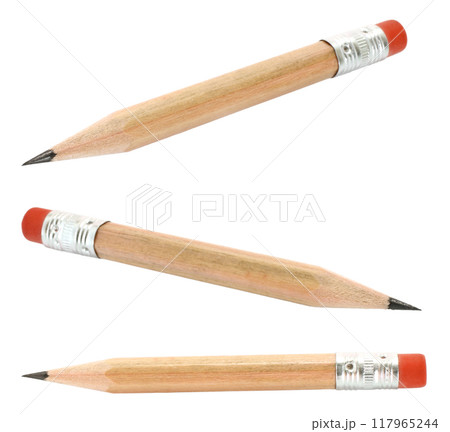 Set of Short Pencils, isolated on transparent background, school and office supplies concept 117965244