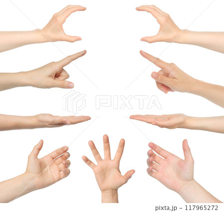 Set of Hands with different gestures, isolated on transparent background Set of Hands with different gestures, isolated on transparent background 117965272