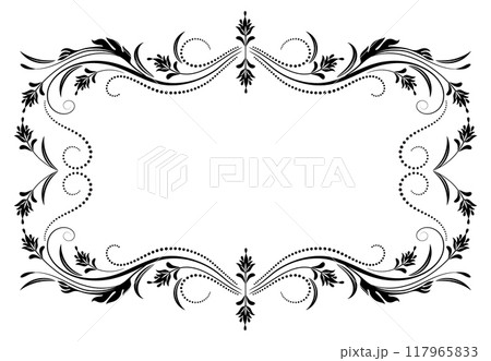 Decorative retro frame with floral ornament and border in  luxurious victorian style for decor booklet cover, invitation, congratulations or presentation 117965833