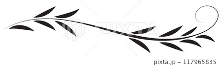 Floral ornament with leaves and abstract lines. Graceful element for decor and greeting or invitation card design 117965835