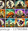 ハロウィンのかぼちゃとかぼちゃのある風景 117965866