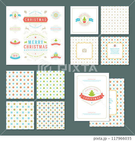 Christmas labels and badges vector design elements set Christmas labels and badges vector design elements set 117966035