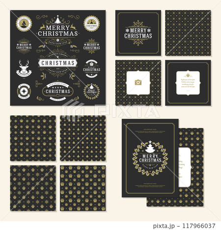 Christmas labels and badges vector design elements set Christmas labels and badges vector design elements set 117966037