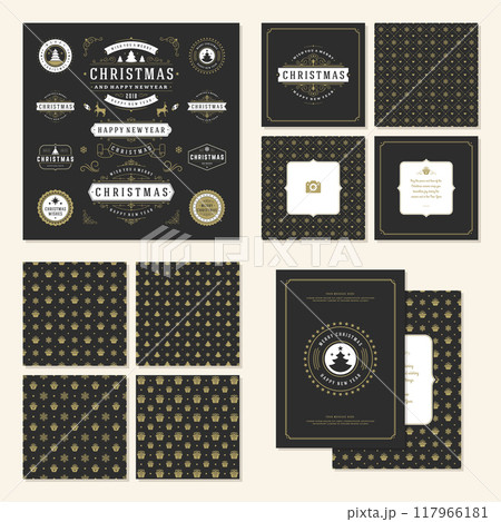 Christmas labels and badges vector design elements set 117966181