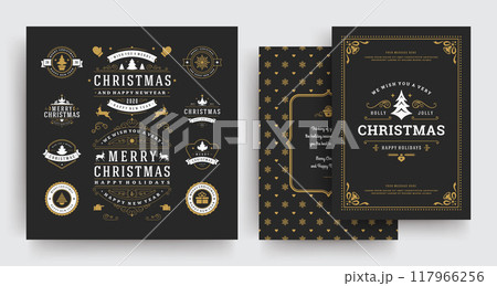 Christmas labels and badges vector design elements set with greeting card template. Christmas labels and badges vector design elements set with greeting card template. 117966256