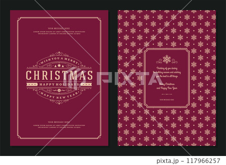 Christmas greeting card design template with decoration label vector illustration. Christmas greeting card design template with decoration label vector illustration. 117966257