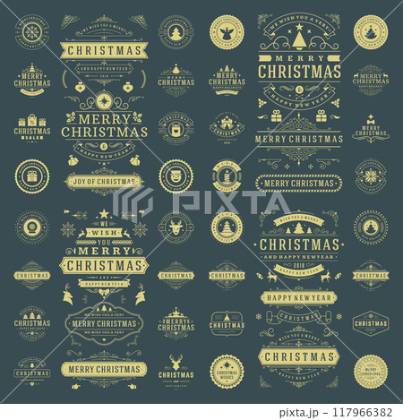 Christmas labels and badges vector design elements set. 117966382