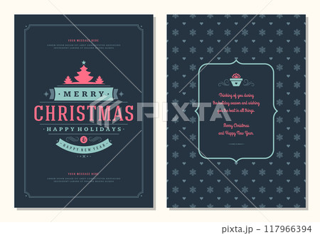 Christmas greeting card design template with quote label vector illustration 117966394