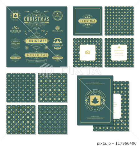 Christmas labels and badges vector design elements set Christmas labels and badges vector design elements set 117966406