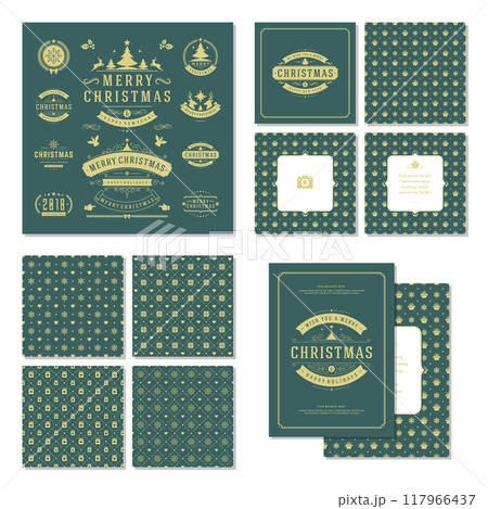 Christmas labels and badges vector design elements set and greeting cards templates. 117966437