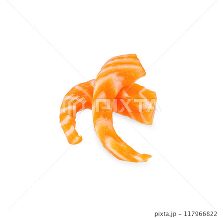 Sliced salmon isolated on white background. 117966822