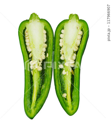 jalapeno peppers isolated on white background. jalapeno peppers isolated on white background. 117966907