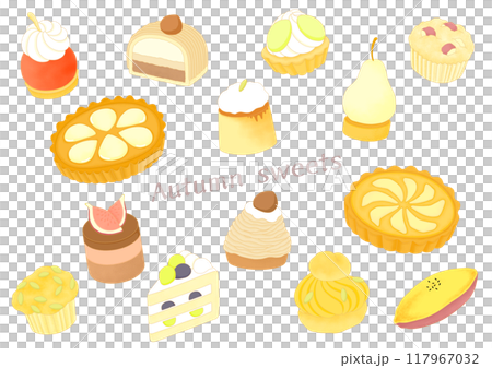 秋のスイーツアイコン　イラストセット 117967032