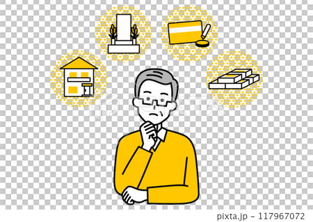 Elderly man thinking about inheritance 117967072