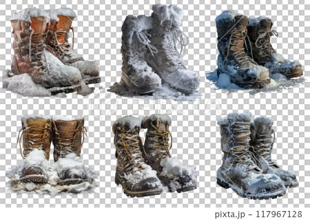 A Collection of Snowy Winter Boots 117967128