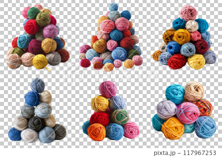 Six Triangular Arrangements of Colorful Yarn Balls 117967253